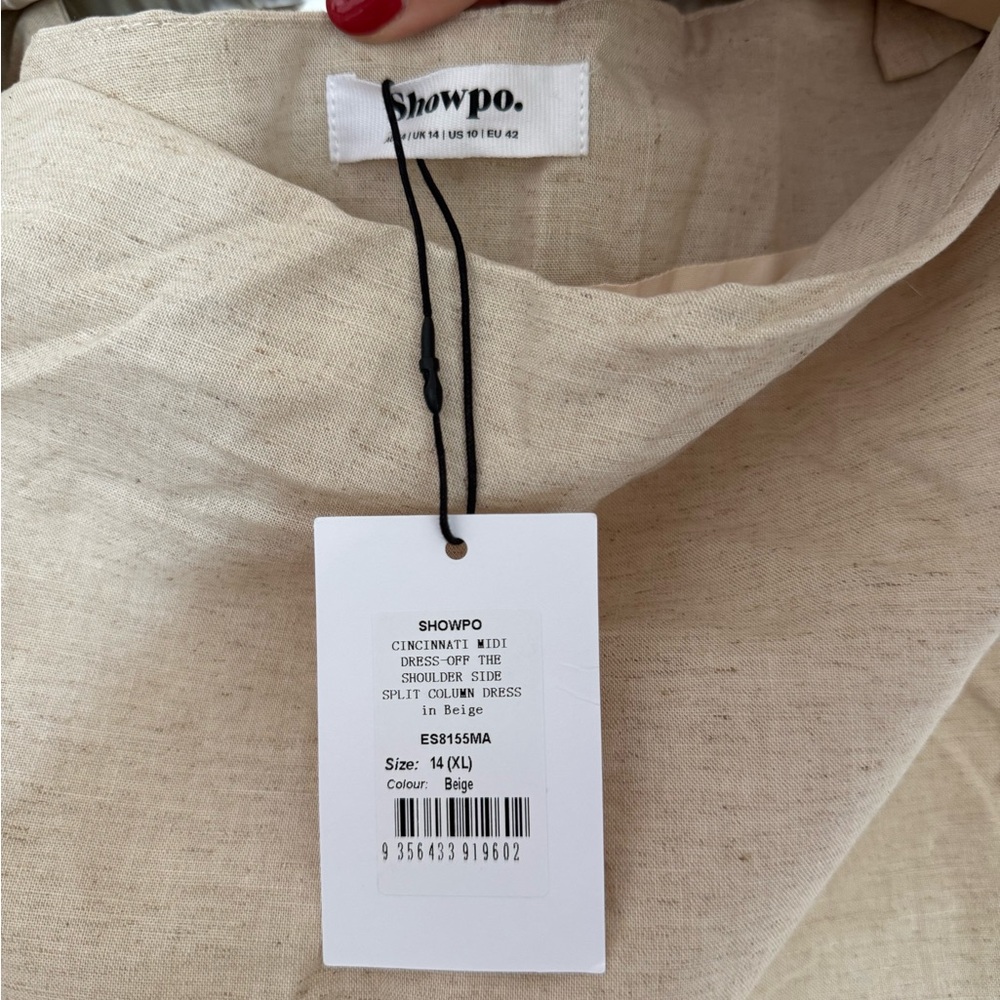 Showpo One-Shoulder Cream Midi Dress - Picture 7 of 10